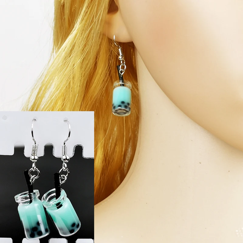 Модные летние женские серьги стеклянные чашки висячие с жемчугом молочным чаем