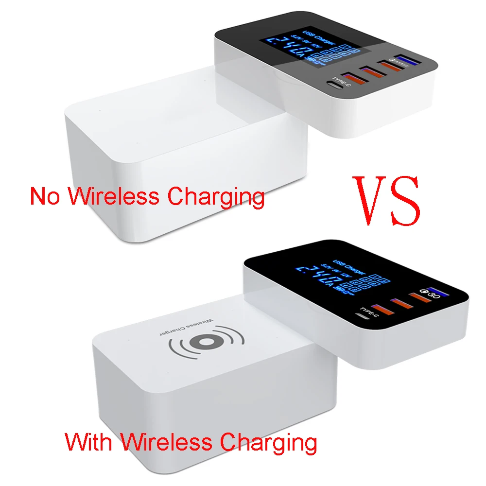 5 Порты и разъёмы Smart USB Зарядное устройство Тип C станция Быстрый Зарядное устройство 3,0 Led Дисплей QI Беспроводной Зарядка адаптер питания для быстрой зарядки для рабочего стола