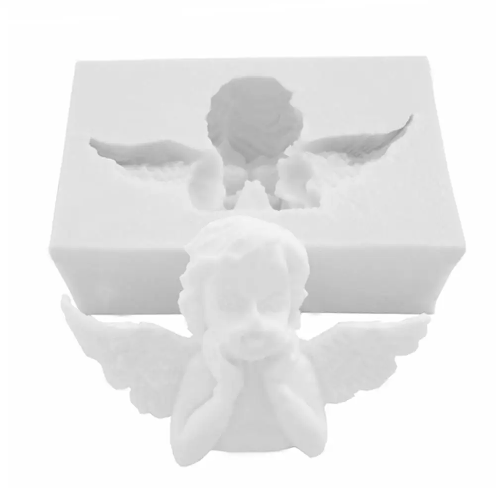 B DIY 3D Ангел форма для изготовления мыла Силиконовая Форма Ремесло Скульптура формы украшения торта свеча плесень гипсовые украшения гипсовый цемент - Цвет: B