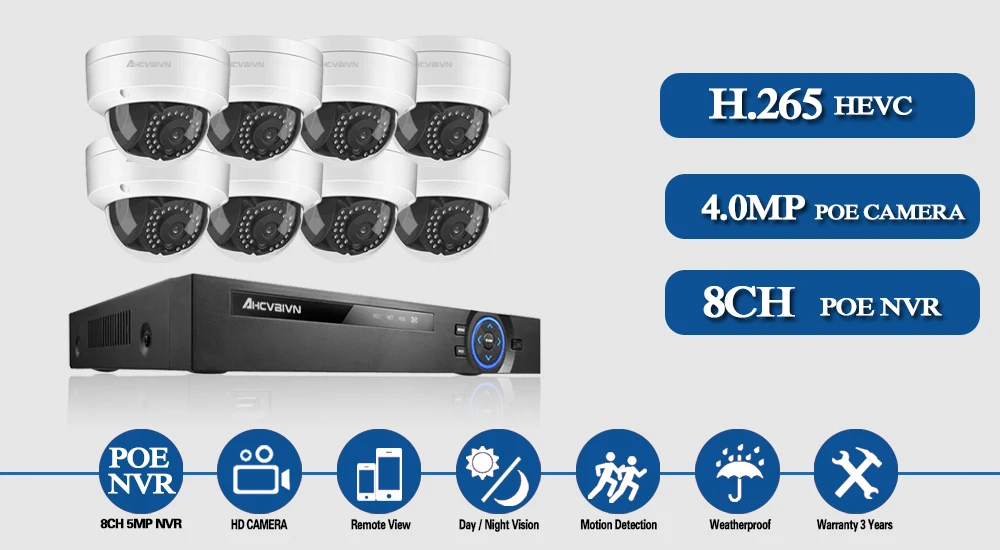 AHCVBIVN 8CH 5MP POE камера NVR комплект в/открытый 4.0MP PoE ip-камера аудио запись Onvif FTP система видеонаблюдения комплект видеонаблюдения