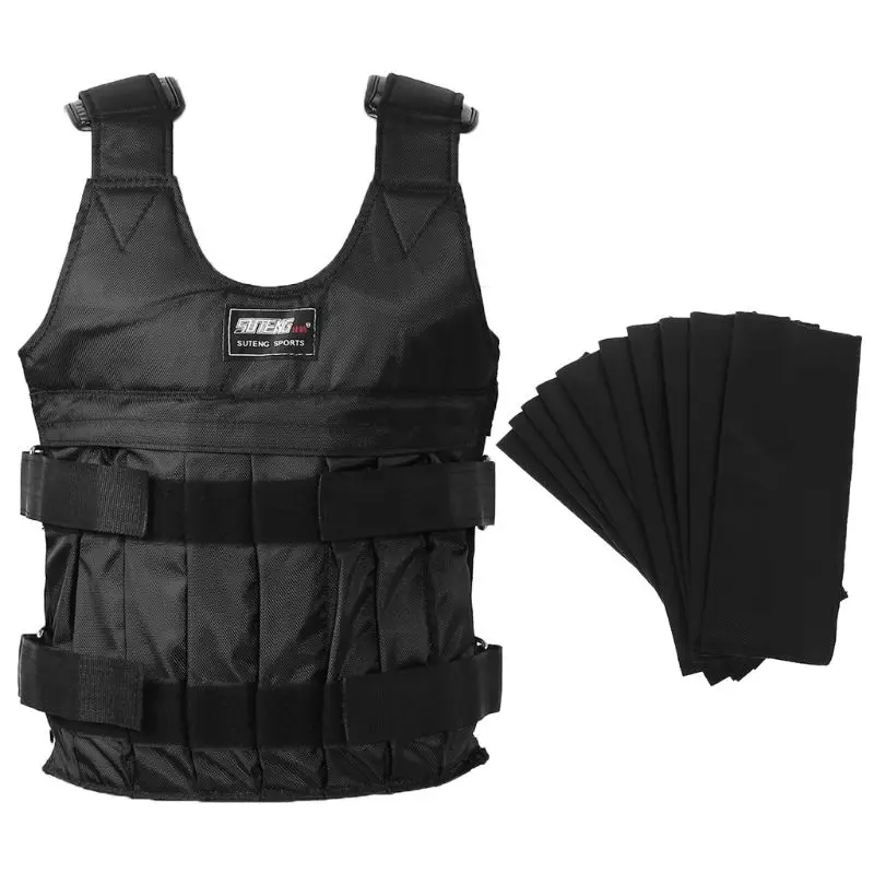 20 кг Макс черный Регулируемый прочный загружаемый утяжеленный жилет утолщение