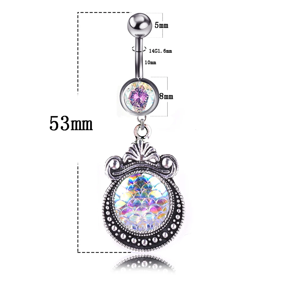 Горячая 1 шт. пупка кольцо Блеск Любовь Сердце Русалка Рыба чешуя пирсинг