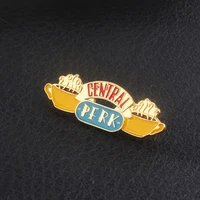 american tv show friends badge brooch central perk coffee time pendant enamel pins brooches women men lapel pin jewelry gift