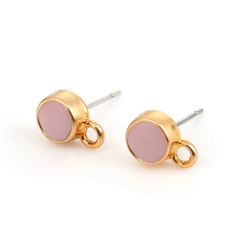 DoreenBeads, цинковый сплав, серьги-гвоздики, фурнитура, Круглый, золото, сталь, серый, W/петля, эмаль, ювелирные изделия, сделай сам, 10 мм x 7 мм, 10 шт