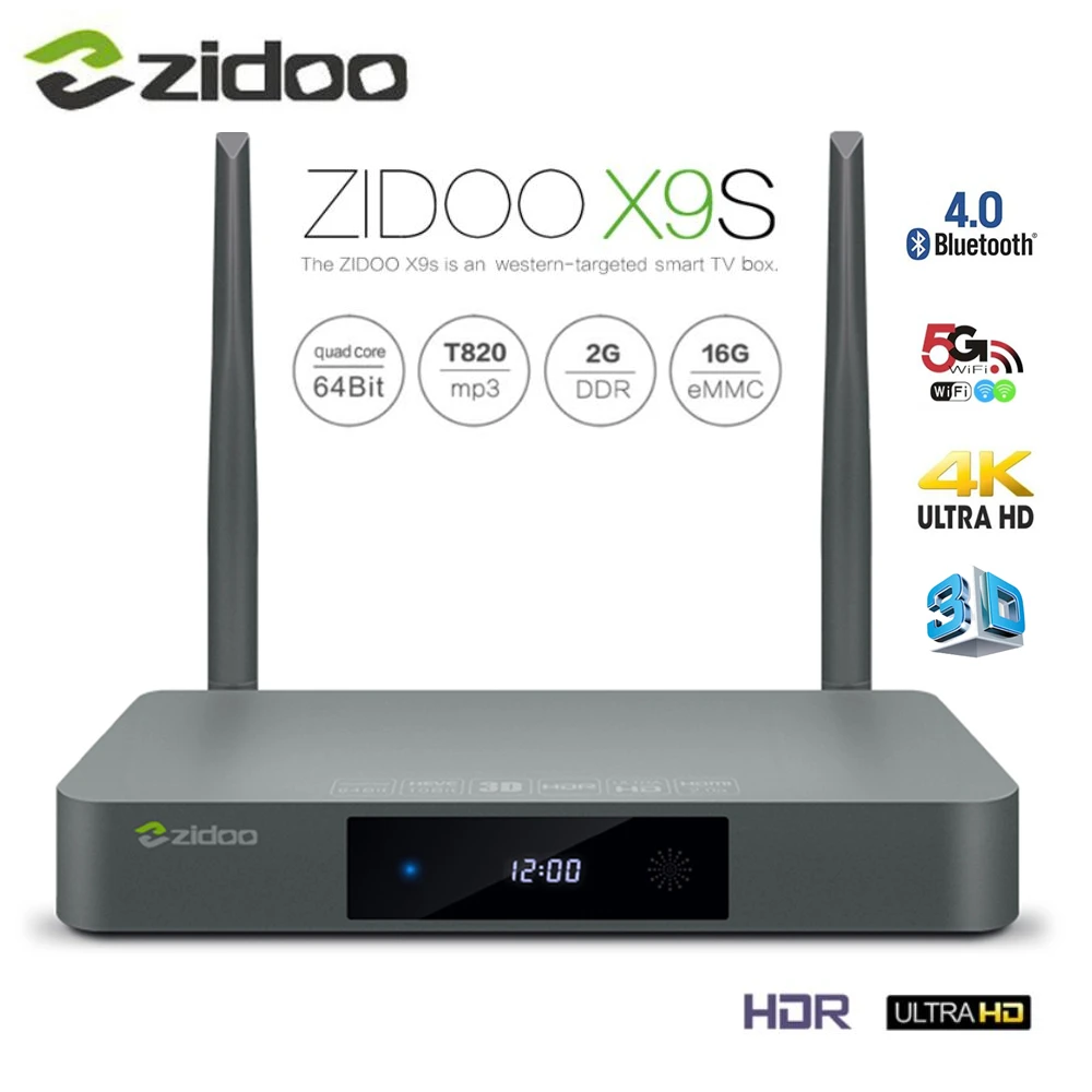 Zidoo X9S ТВ коробка 4 К * 60fps HD HDMI 2.0 Android 6.0 Quad Core BT4.0 Телевизионные приставки dual Band WI FI 2 г