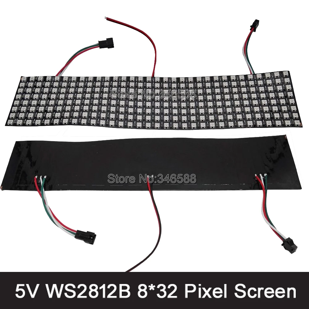 

DC5V 8*32 Pixel 256 Pixels WS2812B LED Programmable Digital Flexible Panel Screen Individually Addressable RGB Full Color