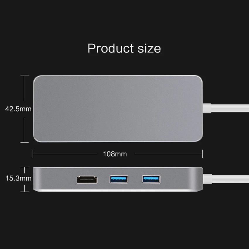 Type C Hub for Macbook Spliter Adapter USB 3.0 TF SD Card Reader 2K Video HDMI 1000mbps RJ45 Ethernet Network USB-C | Компьютеры и
