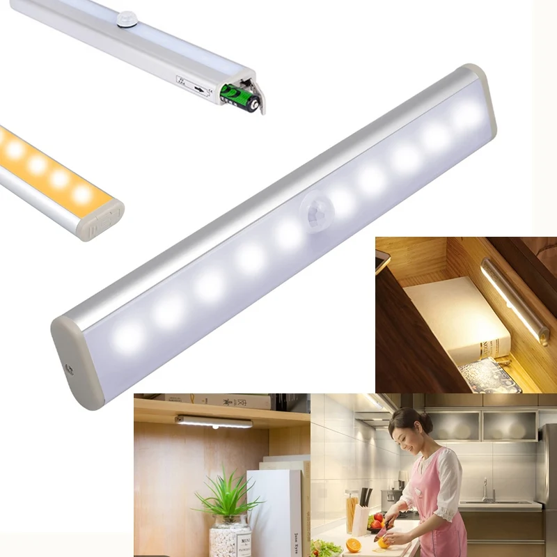 

LED Under Cabinet Light PIR Motion Sensor Lamp For Wardrobe Cupboard Closet Night Light Christmas Kitchen Home Emergency Light