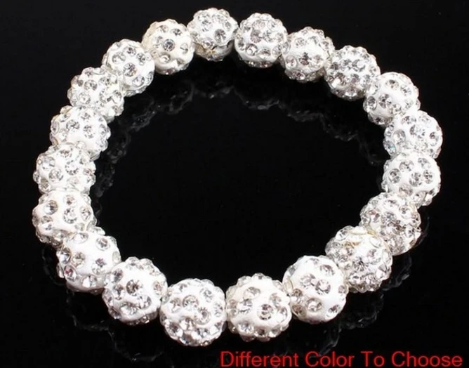 

10mm 3pcs/lot mixed white multicolor n3533 Elastic line Crystal Clay Disco Ball bead Bracelets men women Gift jewelry