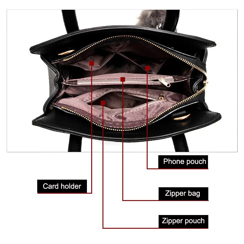 Женская сумка-мессенджер из ПУ кожи черного/серого/красного цвета | Багаж и сумки