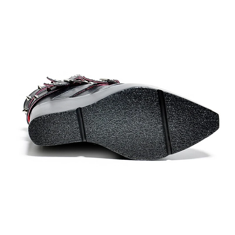 Плюс Размер Лодыжки Осенние Клин Ботинки Женщин Заклепки Полный Зерна Кожи