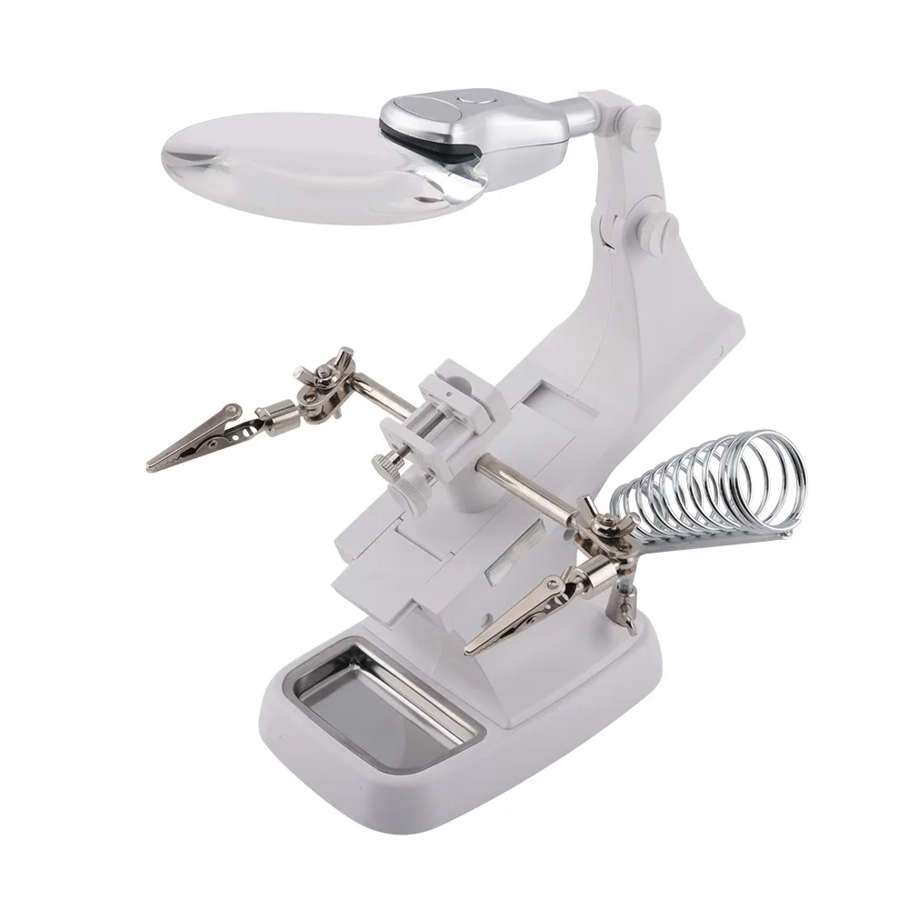 WSFS Multi functional Welding LED Magnifier 3X/4.5X Magnifying Glass Alligator Clip Holder Clamp Helping Hand Repair Tool|Лупы| |