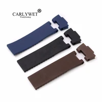 carlywet 2512mm black brown blue waterproof silicone rubber replacement wrist watch band strap belt for ulysse nardin