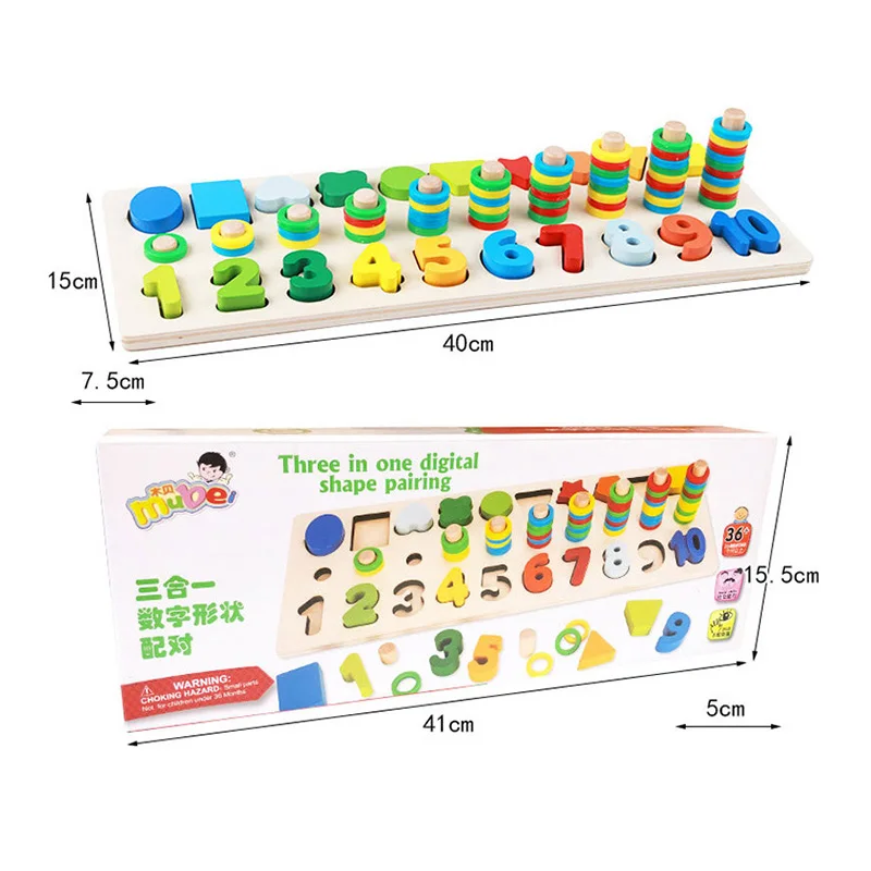 Math Toys For Children Wooden Teaching Montessori Materials Learning Digital Shape Match Early Education Count Numbers Matching | Игрушки и
