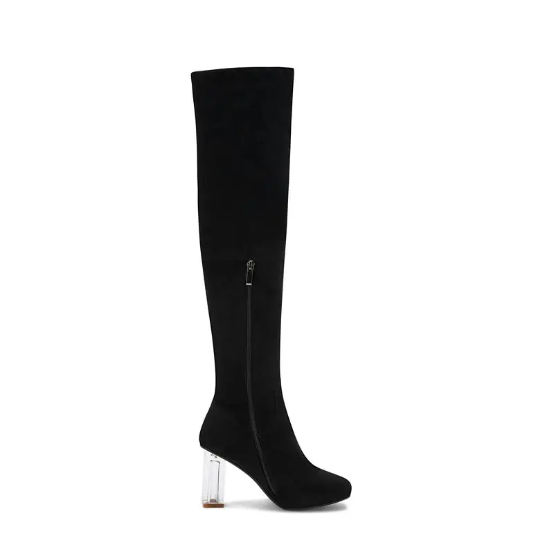 ALLBITEFO crystal heel genuine leather sexy high heels women boots china Embroidery winter snow boots over the knee high boots