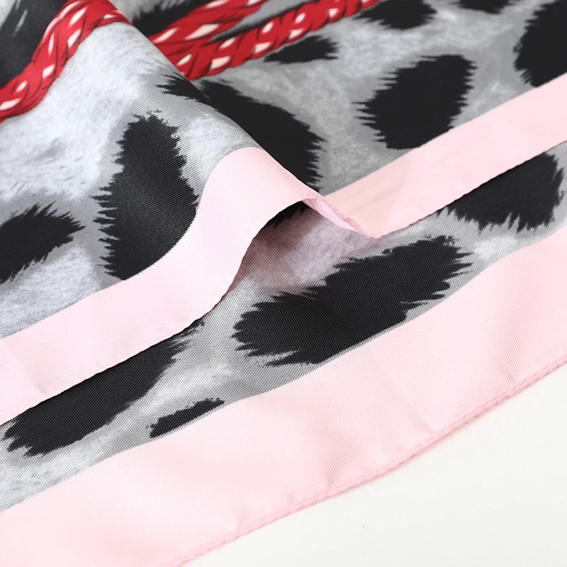 

[FEILEDIS]2019 luxury brand newest design silk scarf pink kitten high quality lady with shawl 130*130cm AS1210