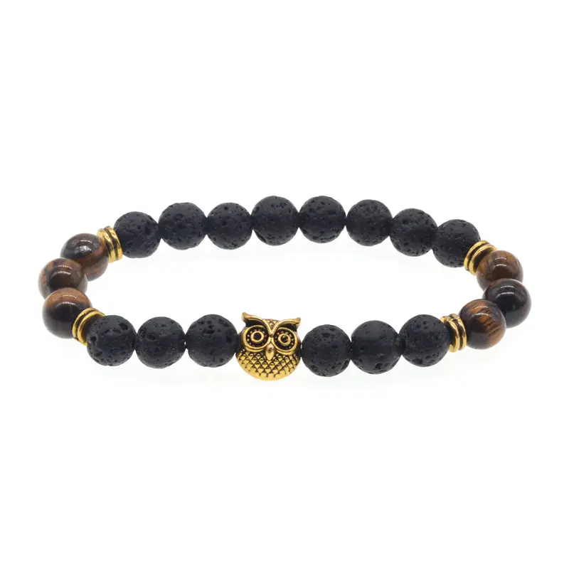 Браслет в античном стиле золотистого цвета с изображением головы совы 2018