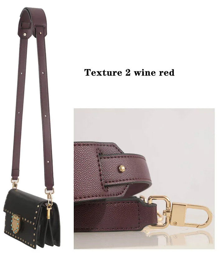 BAMADER High Quality Genuine Leather Bag Strap Ladies Wide Shoulder Strap 81CM-118CM Adjustable Fashion Women's Bag Accessories - Цвет: Texture 2 wine red