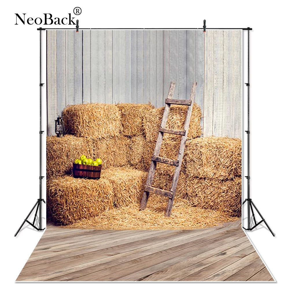 NeoBack Осенняя соломенная лестница фотография Фон дети фоны фотостудия