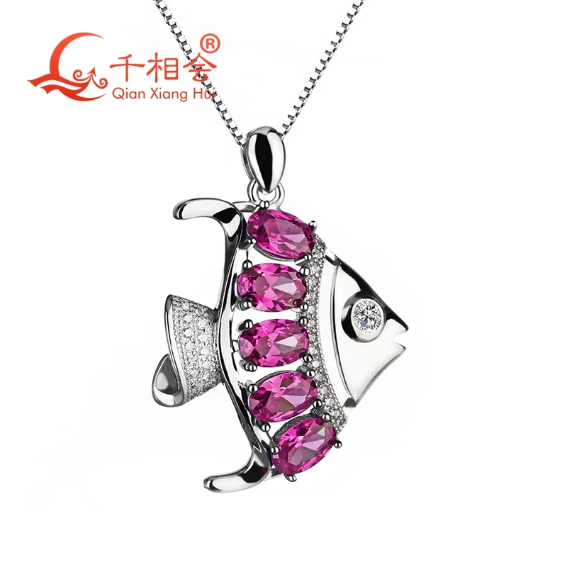 Кулон в виде милой рыбы с фианитом|925 sterling silver pendant|silver pendantpendant necklace |
