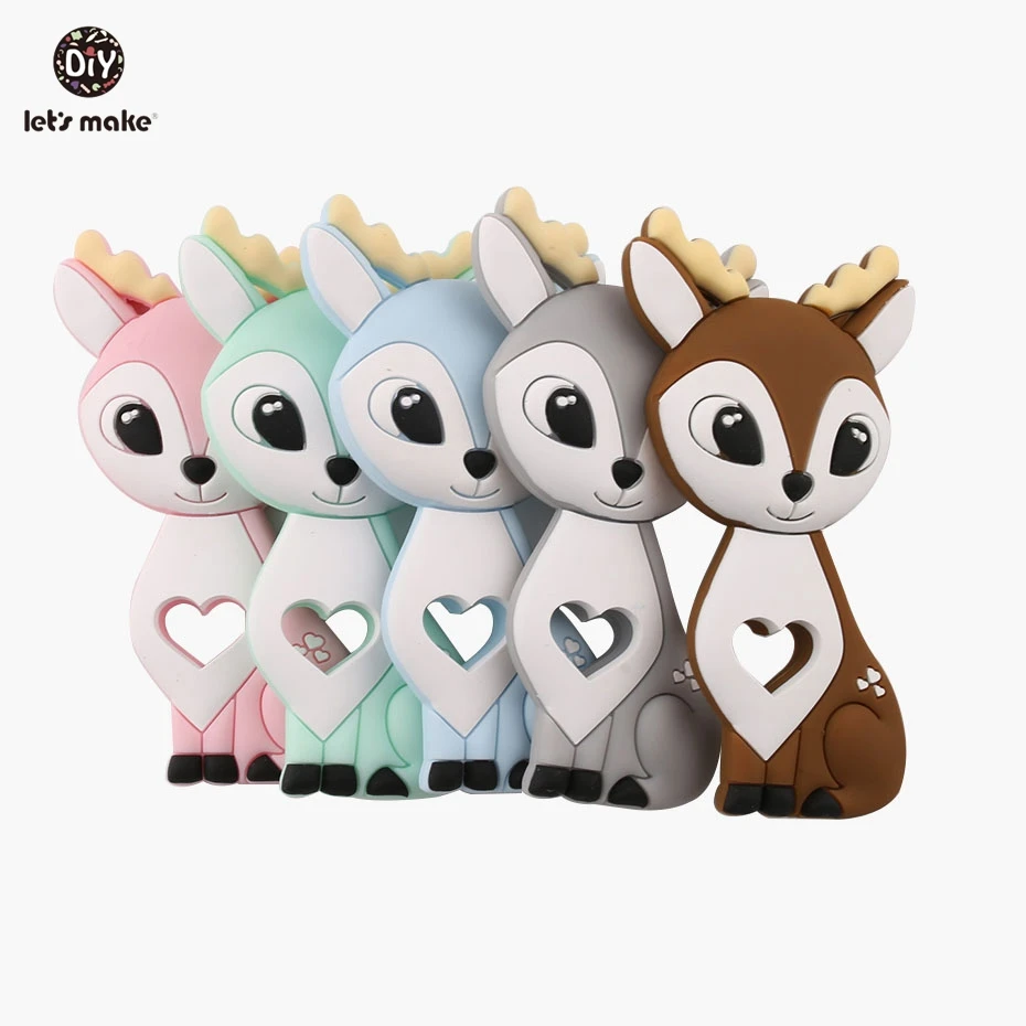 

Let's make 5pcs Cartoon Sika Deer Food Grade Silicone Teethers Fawn Elk Hot Sale Newest Gift For Baby Teethers Patent Owner