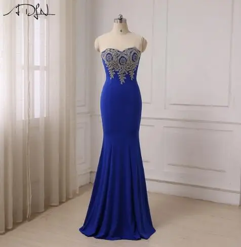Синий Robe de Soiree, длинное сексуальное красное кружевное вечернее платье с открытой спиной, длинное Дешевое вечернее платье с аппликацией, голубое праздничное платье - Цвет: Синий