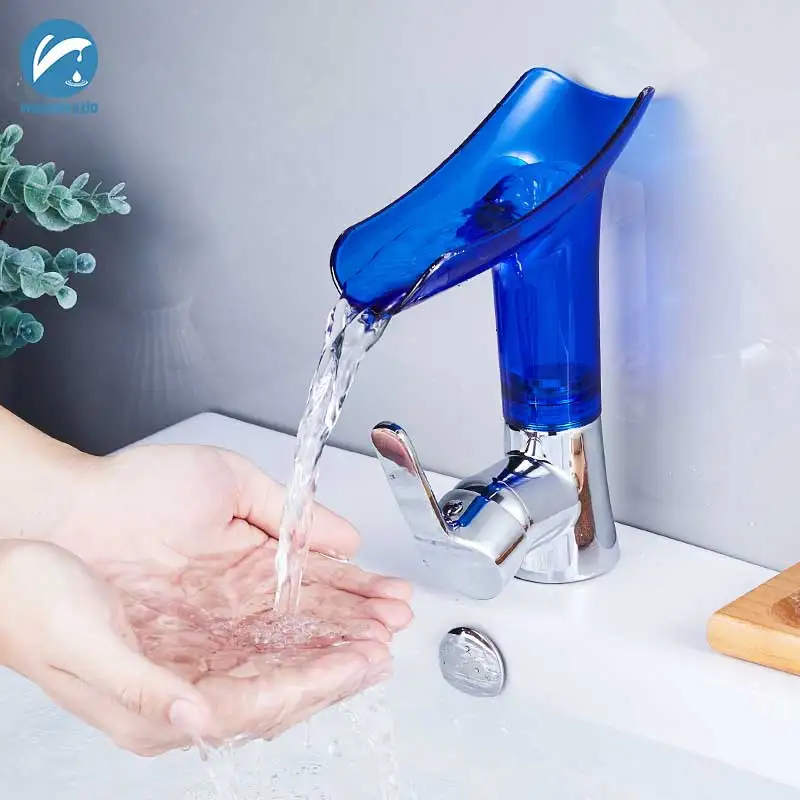 Кран для раковины с водопадом, кран для ванной, кран для раковины с одной ручкой, смеситель для ванны, Твердый акриловый кран на бортике, кран torneira
