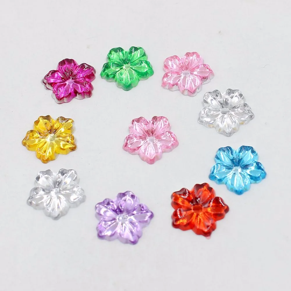 

New 100pcs/Lot 13mm Multicolor Peony Flower Design Acrylic Rhinestone, Crystal Cabochons, Jewelry Accessories For Diy Decoration