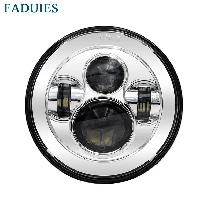 FADUIES хром 7 &quotКруглый мотоцикл светодиодный проектор фара для Jeep Wrangler Harley