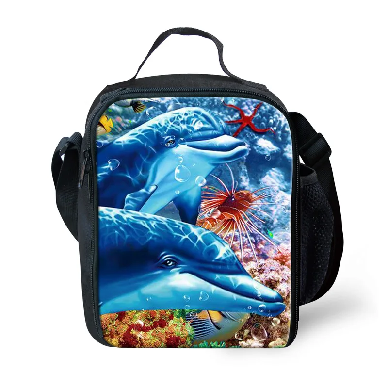 THINK Lovely Dolphin Underwater World Printing School Lunchbox Cooler Bag For Student Worker Insulated Thermal Lunch Box Insulat | Багаж и