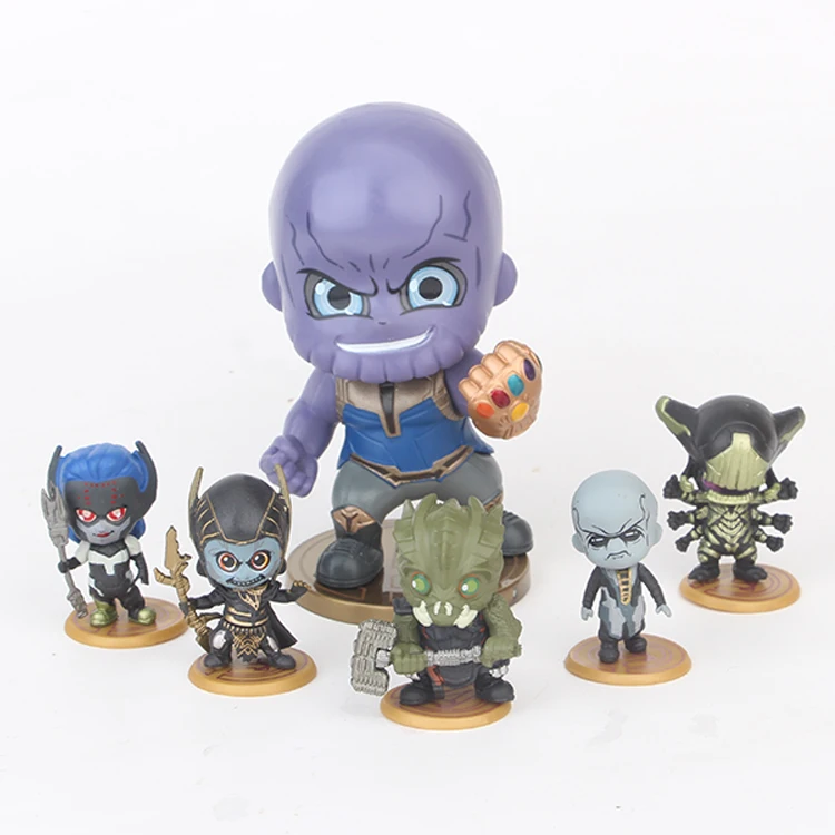 6 шт./компл. Marvel Thanos &amp Corvus Glaive Proxima Midnight Ebony Maw супергигантский черный гном милая