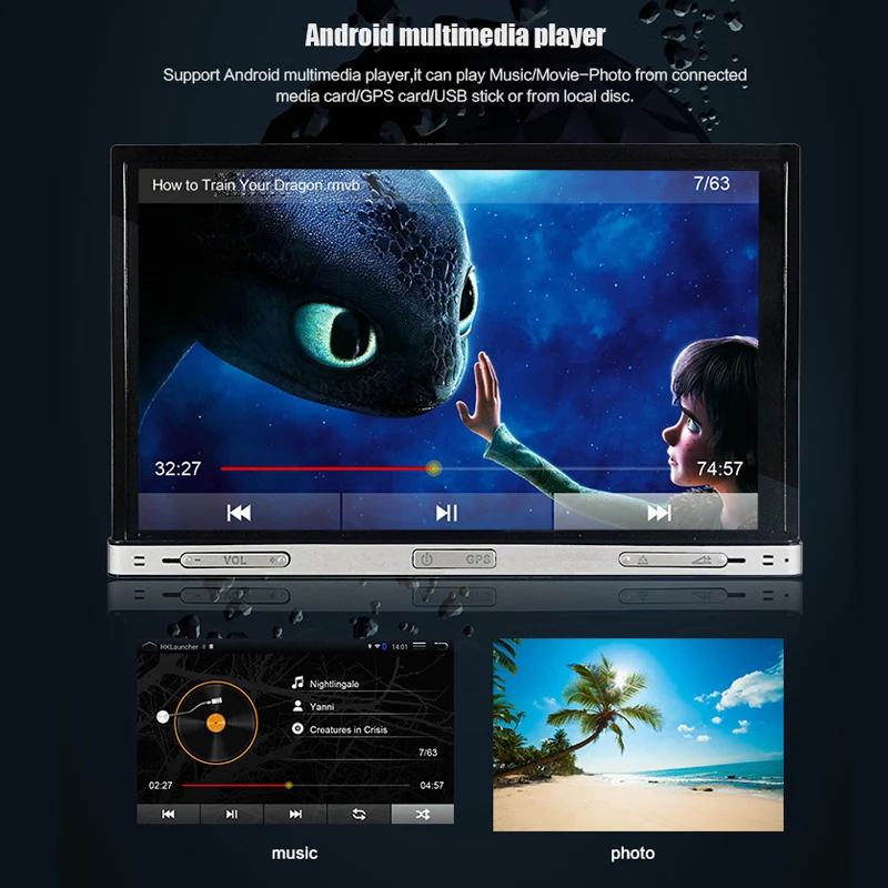 APRICOTCAR 4 Quad core 7 дюймовый dual шпинделя Bluetooth автомобильный DVD с WI FI/красочные огни