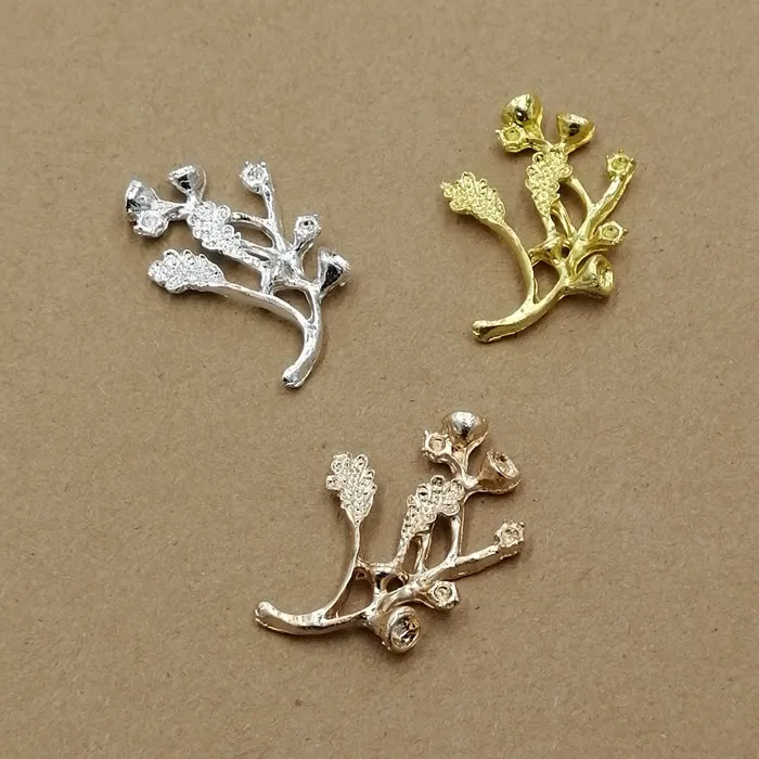 

SEA MEW 20 PCS 26*37mm Fashion Metal Alloy Gold/KC Gold/Silver color Branches Connectors Jewelry Findings For Jewelry Making