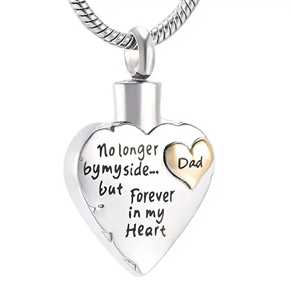 

JJ001 Free Engraving Son/Mom/Dad/Grandpa No Longer By Side But Forever In My Heart Cremation Necklace For Loved Ones Ashes