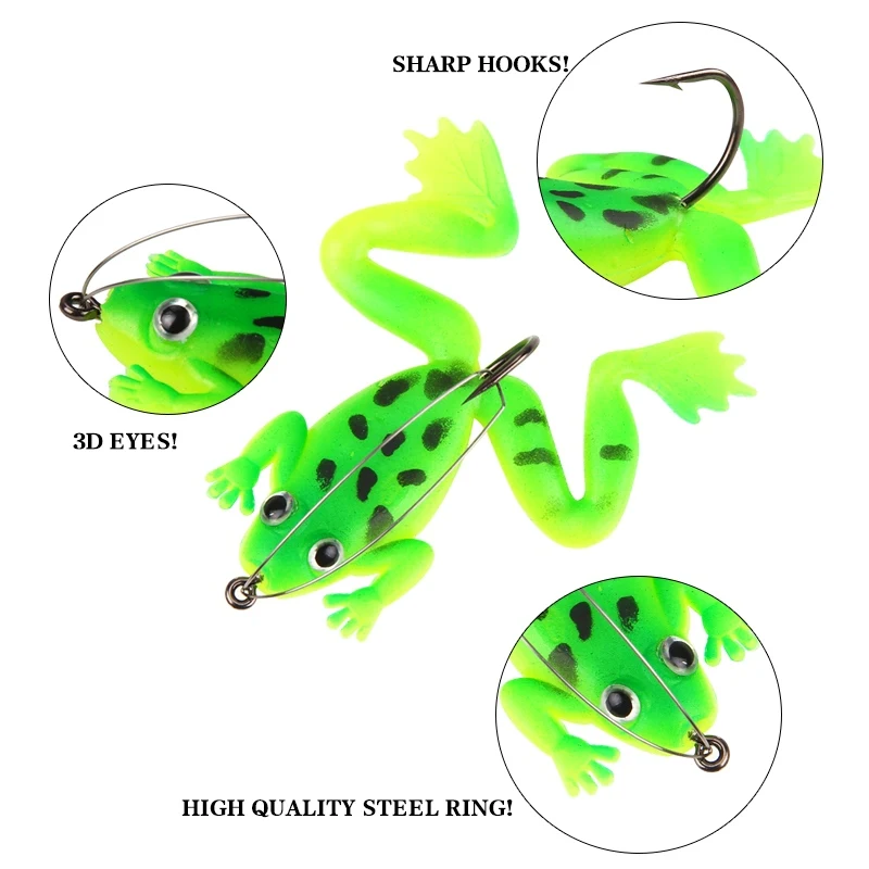SEAPESCA 4 шт./лот резиновая приманка для рыбы в виде мягкой лягушки 60 мм 5 2 г