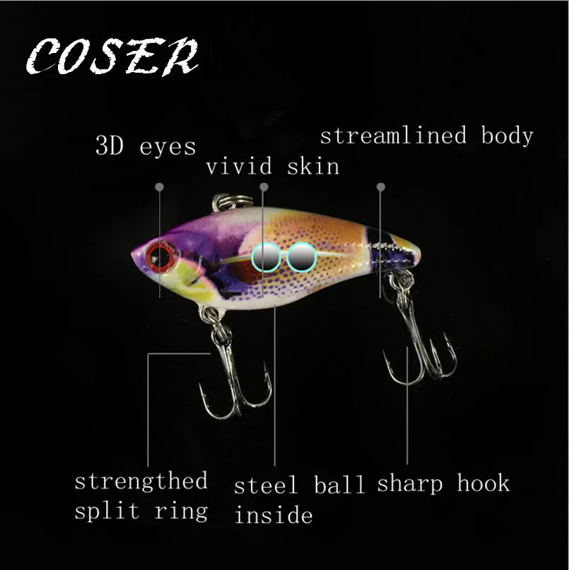 Козер 2 шт. разноцветный мини VIB искусственные воблер Рыбная ловля приманки