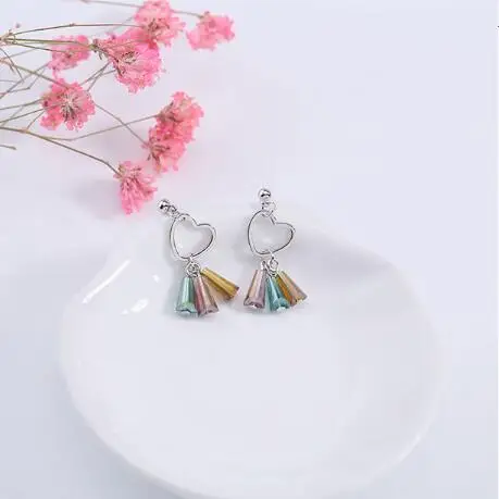 E 67 2018 новые корейские серьги с кисточками и кристаллами женские модные