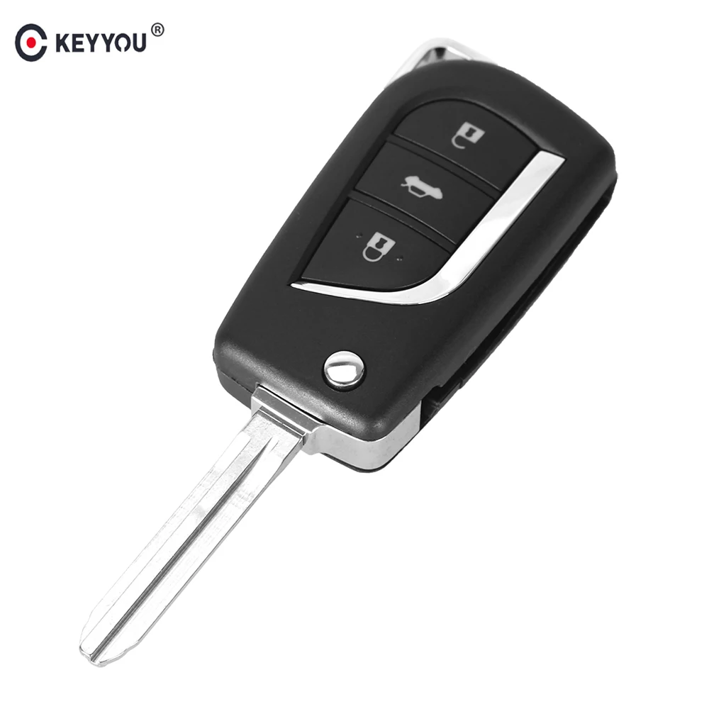 KEYYOU Replacement 3 Buttons Flip Folding Car Key Shell Blank Remote Fob Case For Toyota Corolla RAV4 EX New VIOS Toy43 Blade | Автомобили