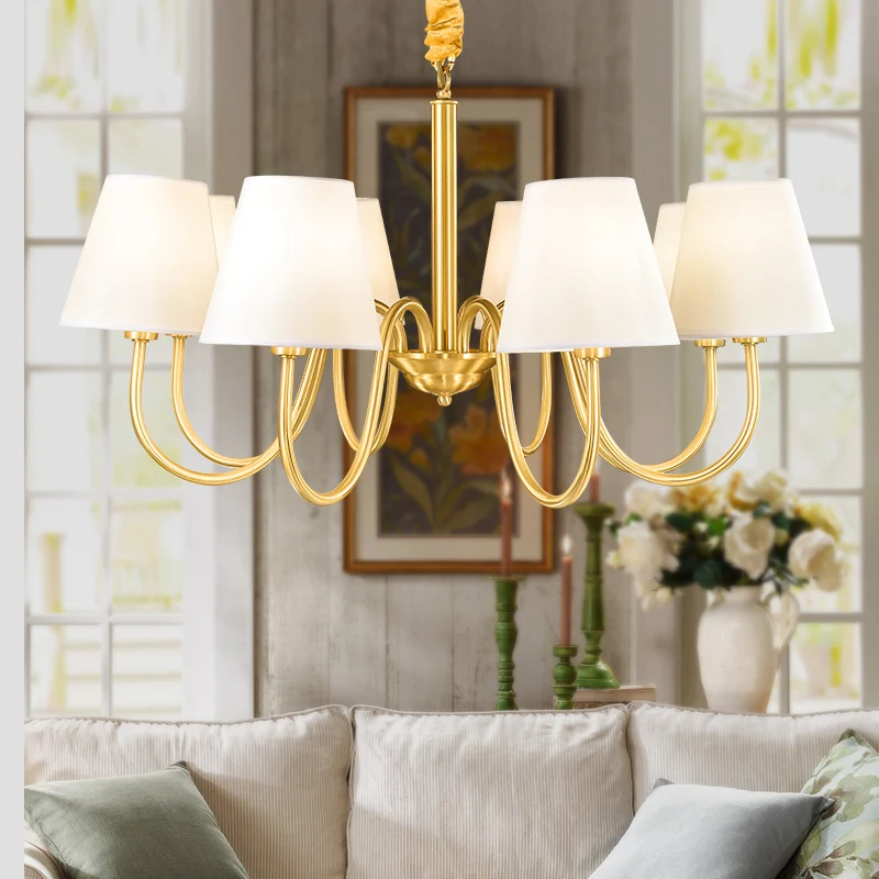 Люстра из медной ткани в американском и стиле простая люстра европейском для