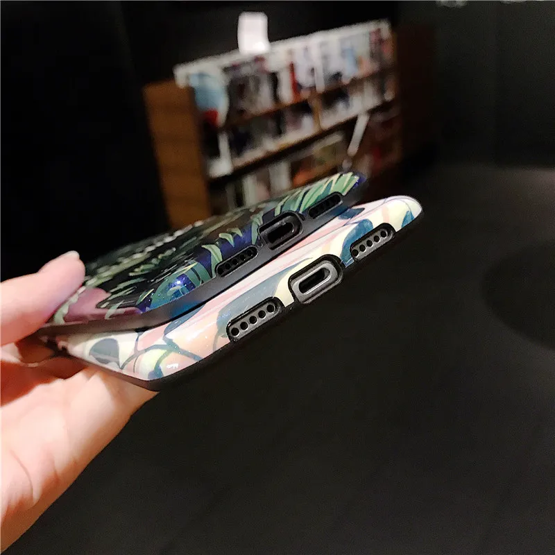Blauw Licht Blad Telefoon Gevallen Voor Xiaomi MI 8 9 SE Mi 6X A2 Gloss Leaf Silicone Soft Back Cover Redmi Note 7 Pro |