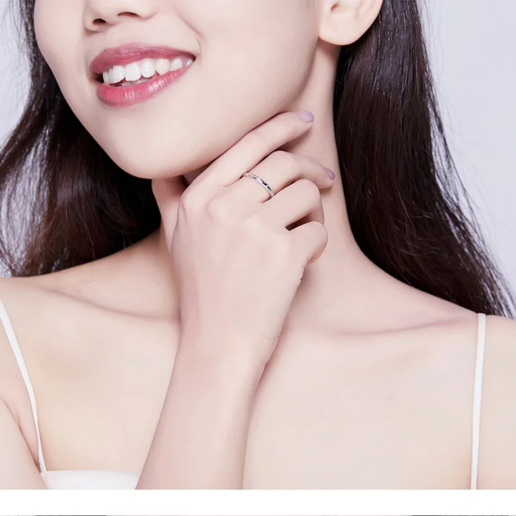 WOSTU 925 пробы серебро модное простое обручальное кольцо циркон Штабелируемый палец для женщин обручальное ювелирное изделие CQR546
