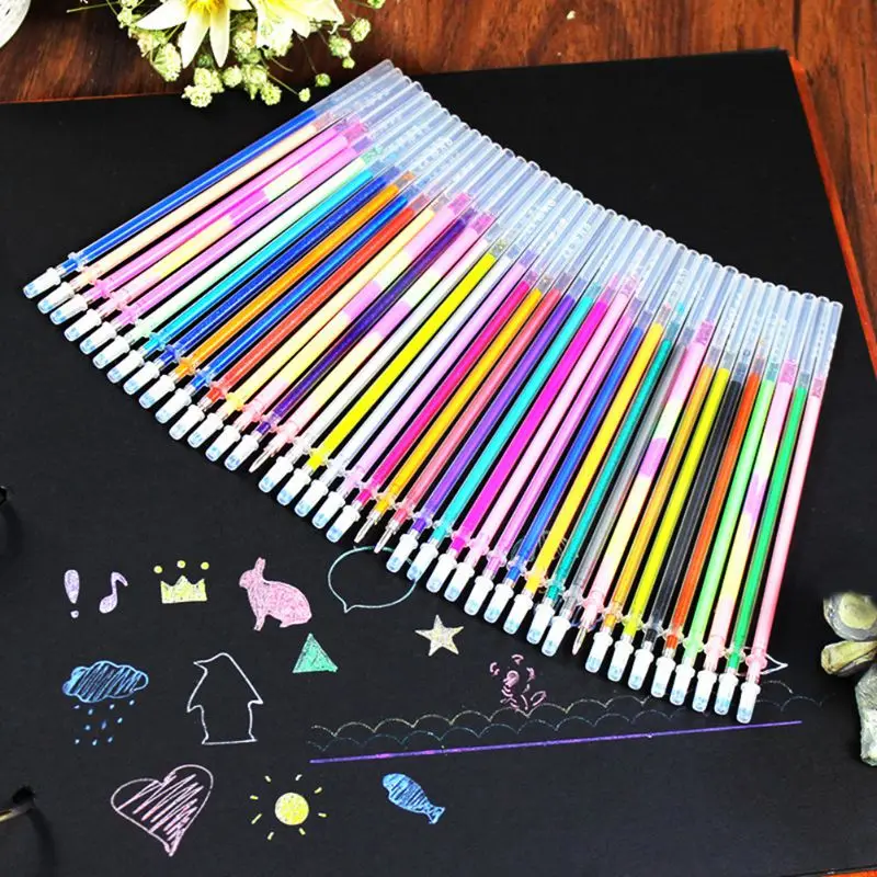 24/48 Office &amp School Home Decor DIY Fluorescent Gel Colorful Paintings Drawing Pen Party Brushes Refills Watercolor | Дом и сад