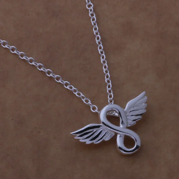 Модное посеребренное ожерелье с кулоном крылья ангела милый подарок на день