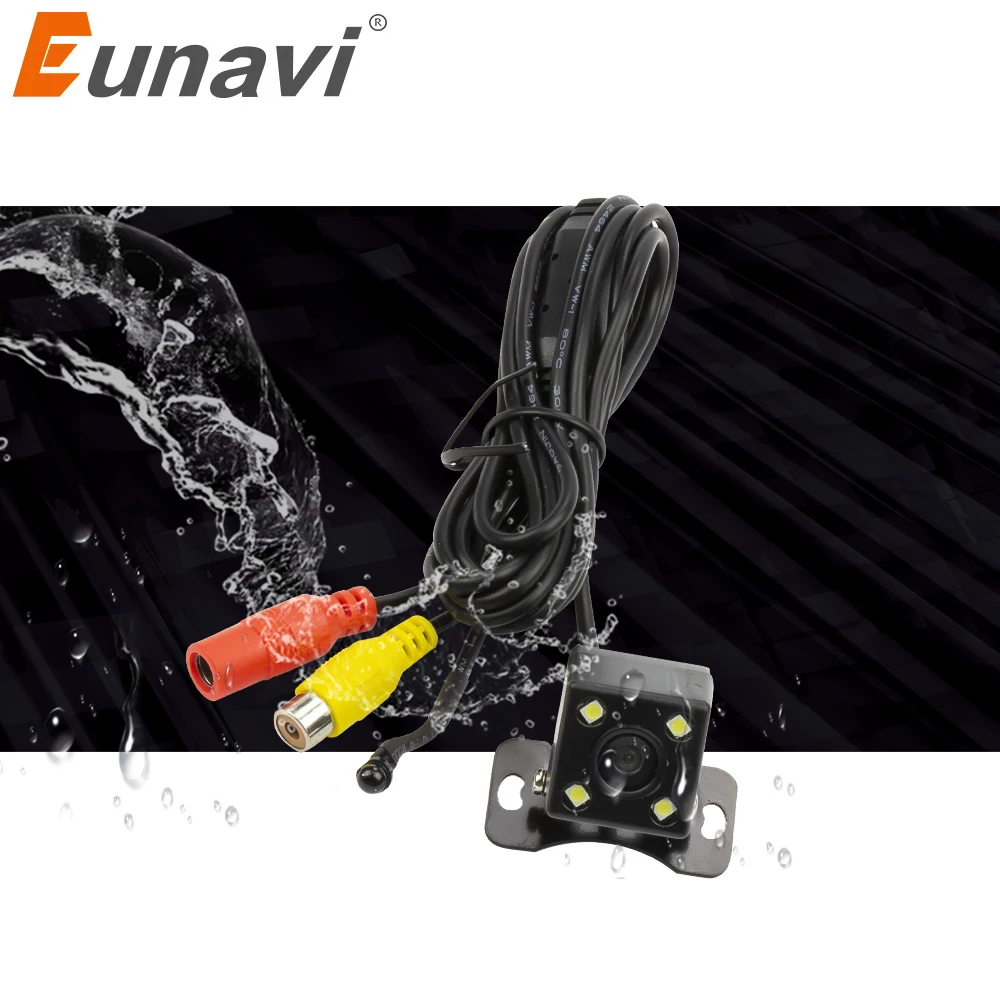 

Eunavi 4 LED Night Vision Car Rear View Camera Universal Backup Parking Camera Waterproof Shockproof Wide Angle HD Color Image