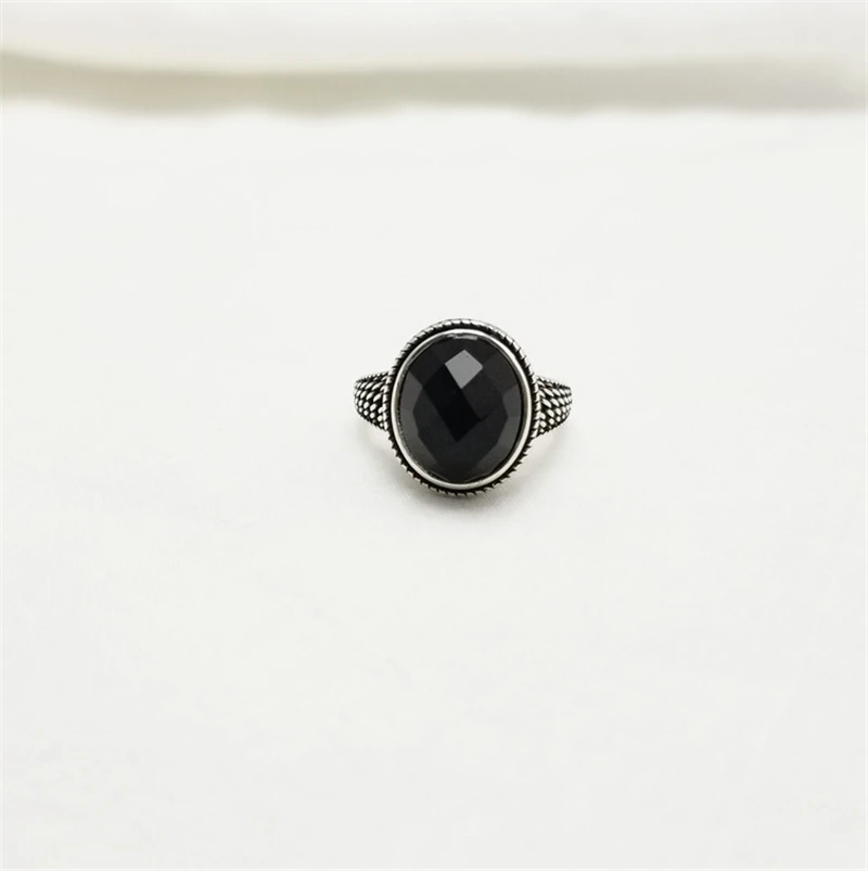 Black Onyx Зеленый/красный/черный оникс, натуральный камень, 925 пробы, серебряная сетка, Женское кольцо, старинное Серебро S925, овальный камень, Винтажное кольцо OL - Цвет основного камня: Black Onyx