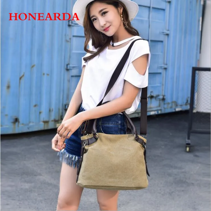 

50pcs Vintage casual handbags canvas ladies shoulder bag shoulder bag female large capacity multi-layer canvas bag