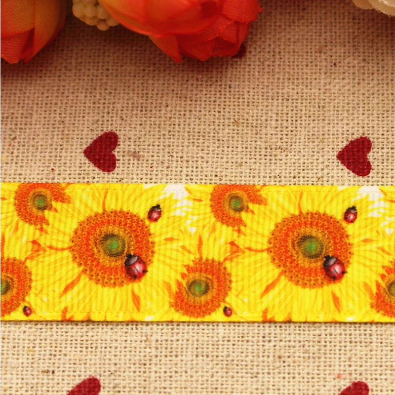Бесплатная доставка цветов подсолнуха Божья коровка мультяшная корсажная лента