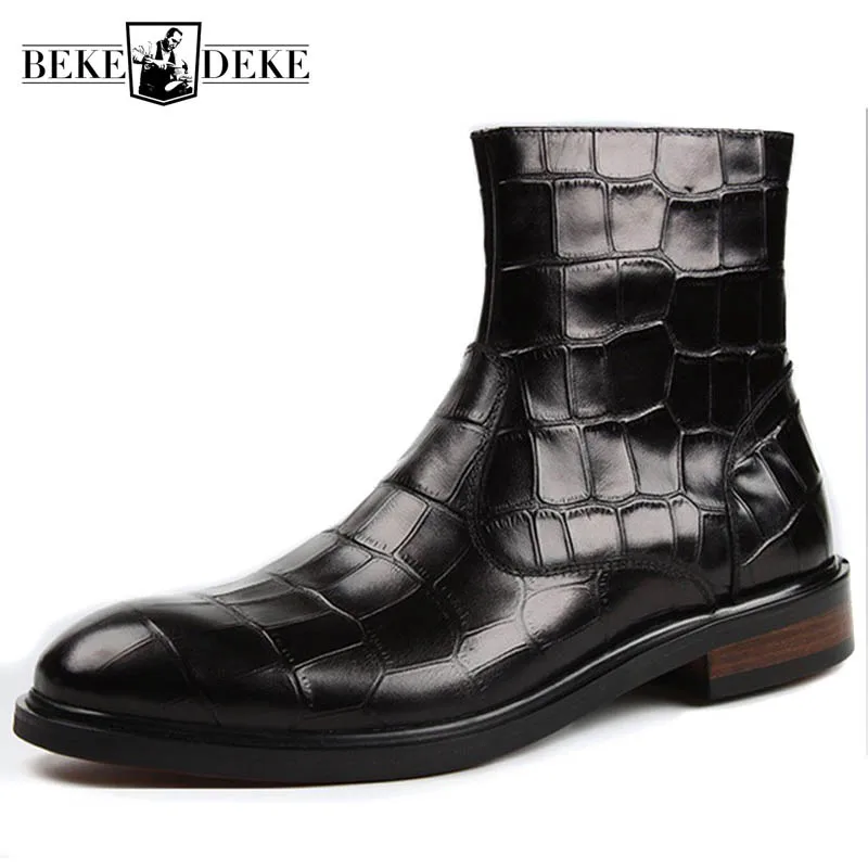 

Новинка 2021 года; Мужские ботинки из натуральной кожи в британском стиле с узором под крокодиловую кожу; Повседневная обувь в деловом стиле; ...