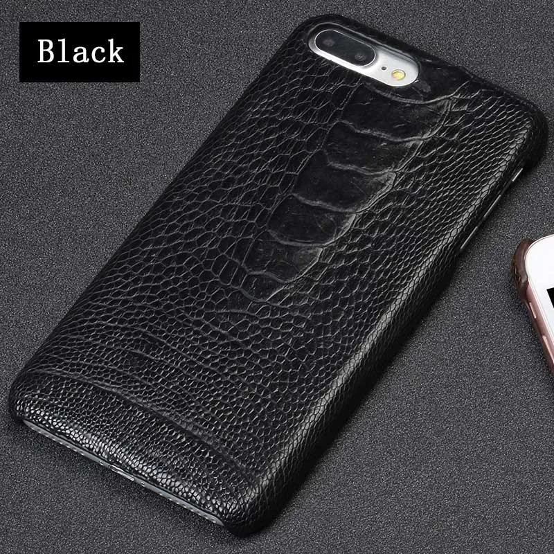 Black Роскошный чехол из натуральной кожи страуса для iphone 7 P, чехол из натуральной кожи, задняя крышка для iphone 11 11 Pro 11 Pro max, чехол - Цвет: Black