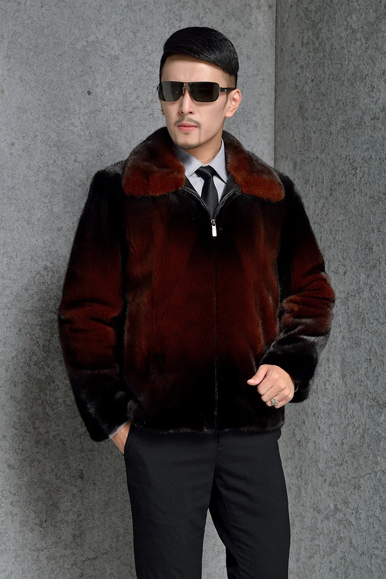Winter Men Faux Mink Fur Hooded Artificial Fur Coats Male zipper Fur Outerwear Plus Size Fur Jacket HN217